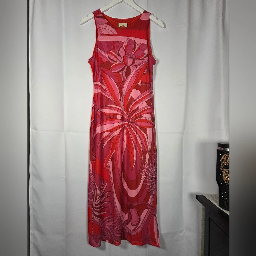 NWT Farm Rio Endless Summer Red Midi Tank Floral Mod Stretch Dress Size S $190 - Picture 3 of 12